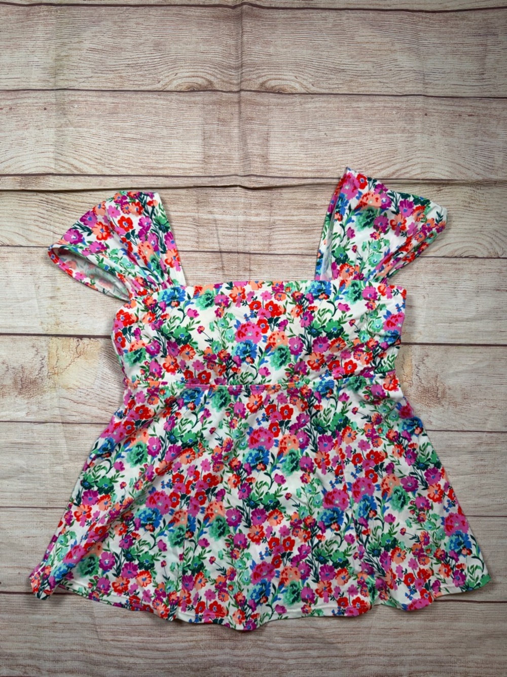 Floral Ruffle Tankini Top - Multicolor